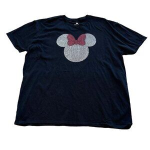 Disney Parks Women Glittery Minnie Mouse Short Sleeve Crewneck Tee Shirt Sz 3XL